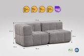 2 Teiliges Modulares Sofa – Grau Eeazi
