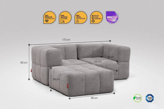 3 Teiliges Modulares Sofa – Grau Eeazi
