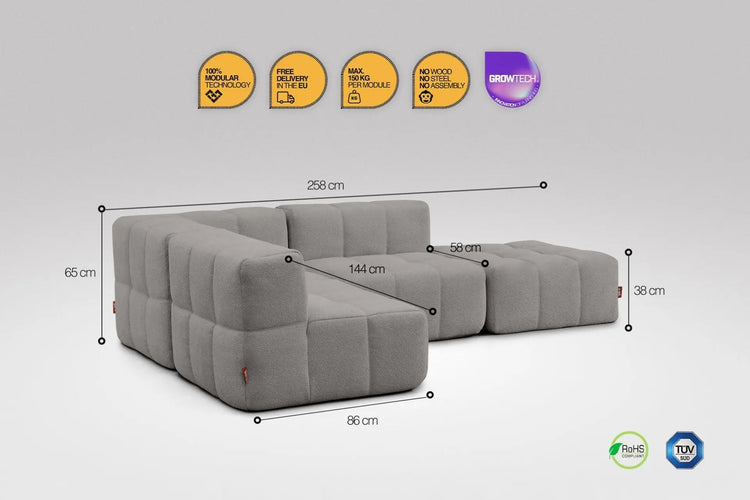 4 Teiliges Modulares Sofa – Grau Eeazi