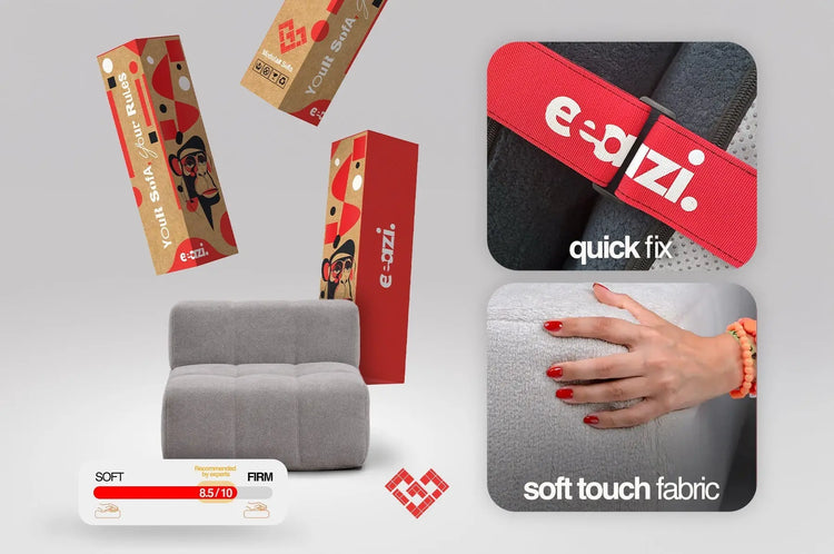 4 Teiliges Modulares Sofa – Blau Eeazi