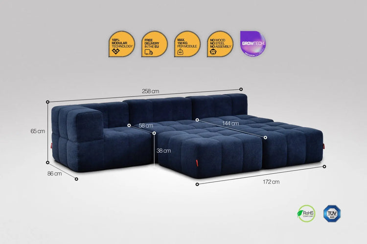 5 Teiliges Modulares Sofa – Blau Eeazi