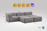 5 Teiliges Modulares Sofa – Grau Eeazi