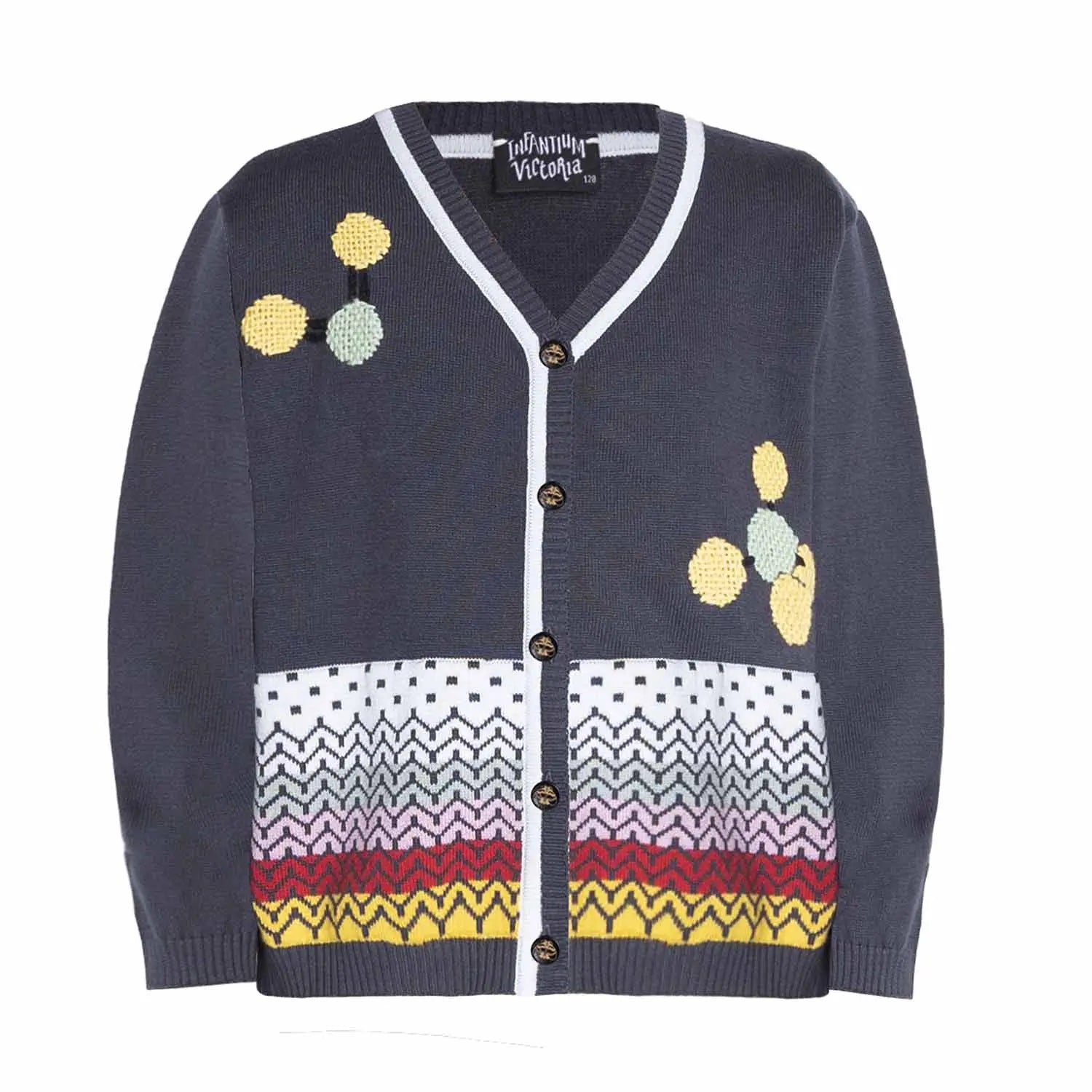 Grey Boys and Girls Cardigan with Hand Embroidery Infantium Victoria