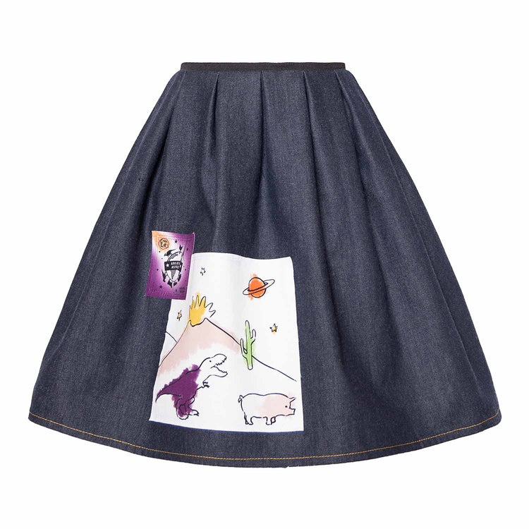 Blue Denim Skirt with Appliqué Infantium Victoria