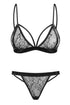 060718 Set aus Bralette Spitze und String - XL (BH 75E/80D & Panty 42) Petite Noir