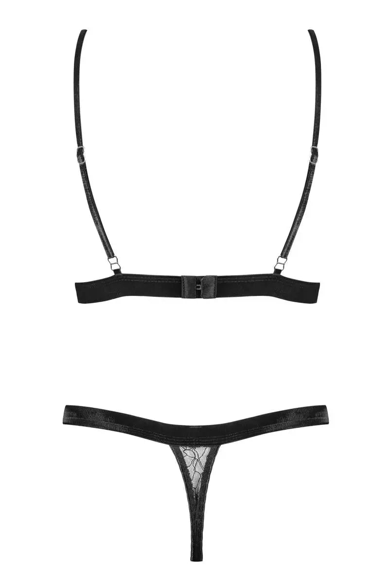 060718 Set aus Bralette Spitze und String - XL (BH 75E/80D & Panty 42) Petite Noir