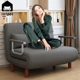 65CM Grey Simple Folding Sofa Bed - Easy Assembly & Durable Comfort OBA