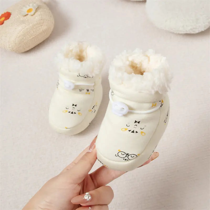 Winter Hot Selling Baby Animals Cartoon Print Thickened Cotton-padded Fleece-lined Warm Soft Bottom Shoes MyKids-USA