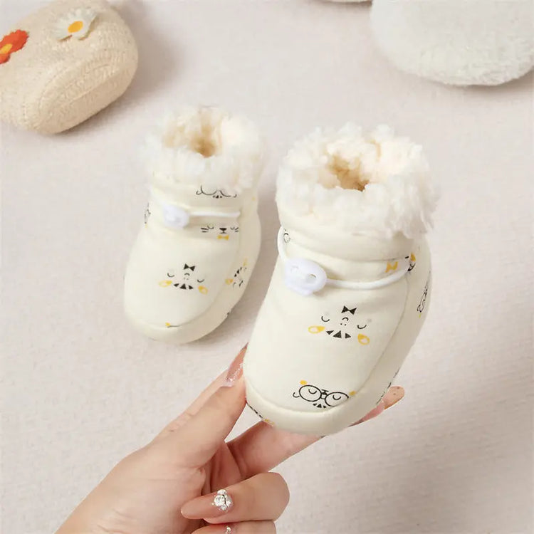 Winter Hot Selling Baby Animals Cartoon Print Thickened Cotton-padded Fleece-lined Warm Soft Bottom Shoes MyKids-USA