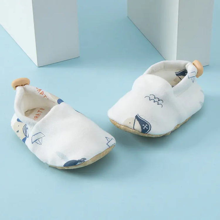 Summer Hot Selling Baby Simple Cartoon Print Soft Sole Anti-slip Shoes with Cotton Fabric MyKids-USA