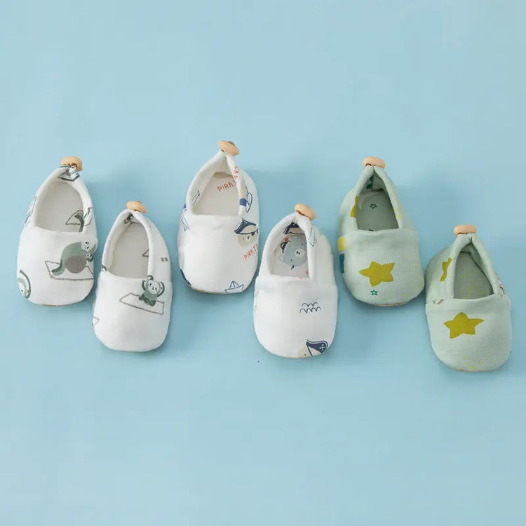 Summer Hot Selling Baby Simple Cartoon Print Soft Sole Anti-slip Shoes with Cotton Fabric MyKids-USA