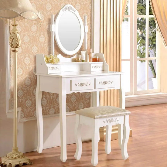 Toaletný stolík s taburetkou- Rome, biely Timelesstools